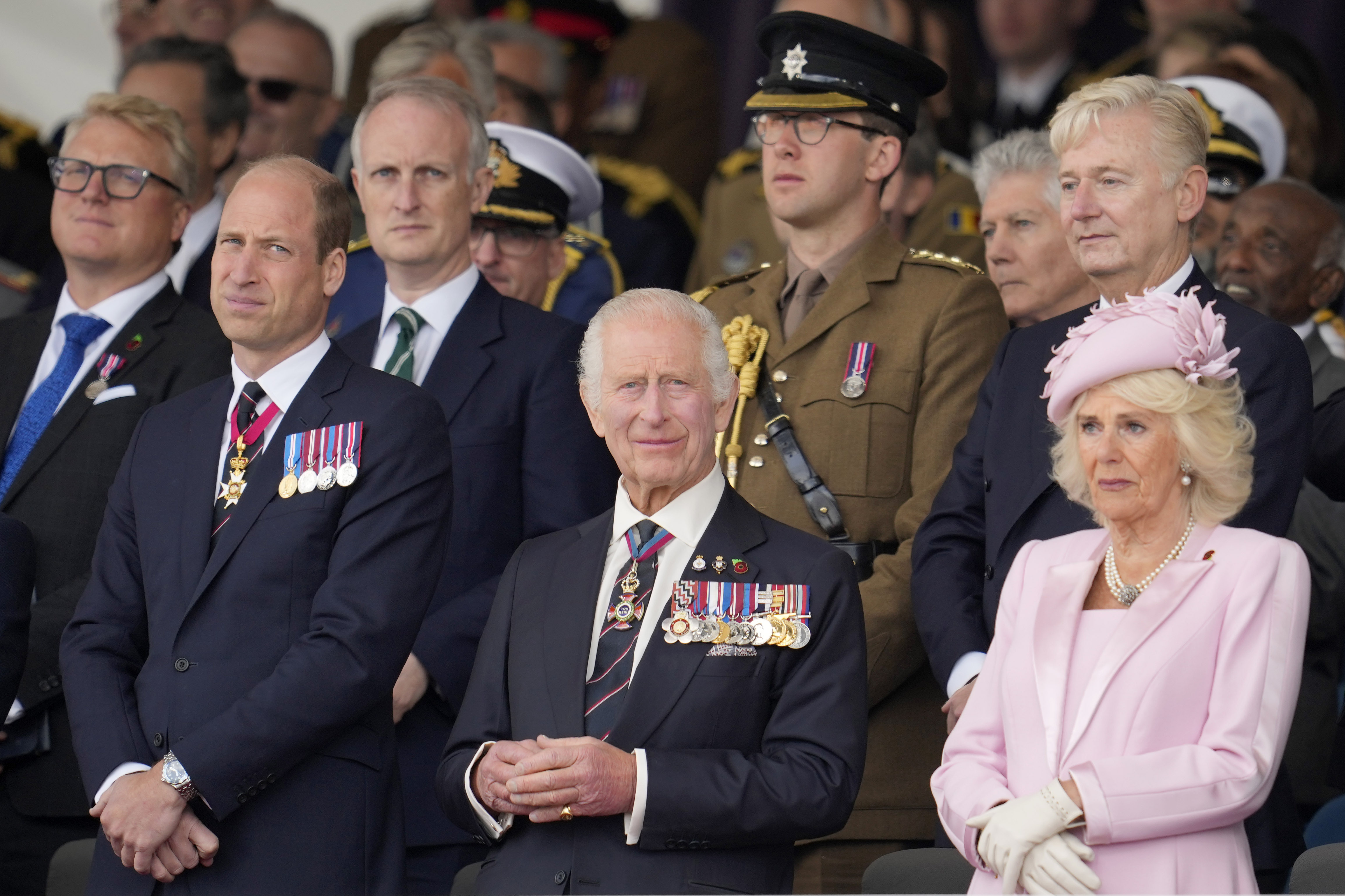 King Charles III, Prince William and Queen Camilla on June 5, 2024, in Portsmouth, England | Source: Getty Images